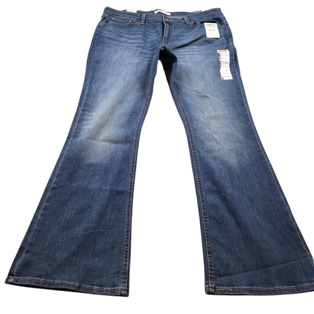 Signature Levi Strauss Jeans Womens 18 True Boot Stretch Dark Wash Denim Tags
